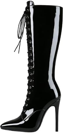 Veelau Meieer Bottes à lacets à talons hauts avec fermeture éclair pour femme
