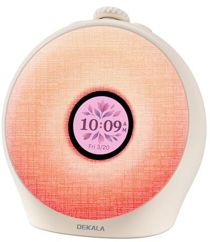 Dekala Tageslichtwecker für Tiefschläfer mit Pulse Wake 95 dB, Lichtwecker Sonnenaufgang & Sunset Sleep, Wake Up Light, 7 Display-Themen, Sound Machine, Atemlicht, 4 Alarme, Farbdisplay, Ohne App