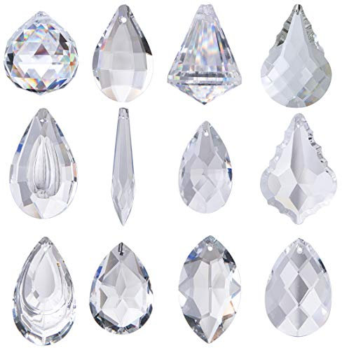 Lot de 12 Gouttes d'éclairage en Cristal Clair pendentifs Boules prismes lustres Suspendus pièces Suncatcher décor Maison/Maison