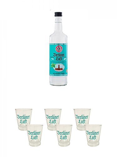 Berliner Luft Pfefferminzlikör 0,7 Liter + Berliner Luft Shot Glas 4cl 6 Stück