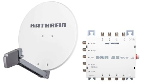 HD Sat Anlage von Kathrein für 8 Anschlüsse mit Kathrein CAS 80 (75cm) in weiß + Quattro LNB & EXR 58/ECO - Für HDTV 1080p, 3D, Ultra HD 4K