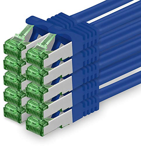 1aTTack.de 1 M Cat.7 Netzwerk-Kabel 10 Stück Cat7 Patch-Kabel Lan-Kabel Ethernet RJ45 10 Gbit/s (Alle Internetgeschwindigkeiten) Blau 1 Meter