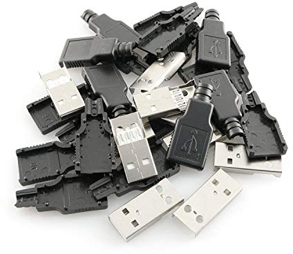 Maxmoral 10PCS USB 2.0 Connector A Type Male 4-Pin Plug with Black Plastic Cover DIY Connector