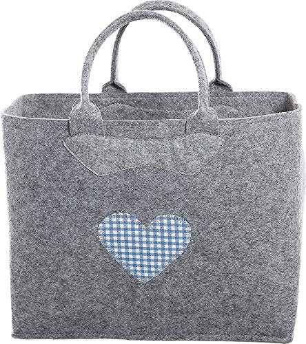 Witzgall Filz Trachtentasche 3553/56/0HB H38x20x30cm gestickten Herz Blau