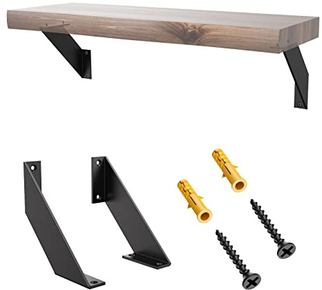 SPOROOT Regalhalterung 15 cm Schwarz,Schwerlast Regalwinkel,Dreieck Winkel | 70 kg Tragkraft,Massiver Eisenstahl, Schwerlast Konstruktion, 90° Dreieck Design, Wandmontage, DIY Regal