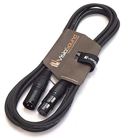 Premium Microphone Lead Male XLR to Female XLR Balanced Cable (Black, 3m) | Professional Tour-Grade Noiseless OFC Balanced Microphone, Signal, Audio Cable / 10 Colours