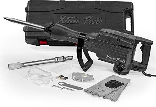 XtremepowerUS Heavy Duty 2200W Electric Demolition Jack Hammer Cement Floor Breaker Chisel Bit Concrete Breaker Chisel Punch Drill 2pcs Chisel Bit Set