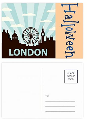 Britain UK London Eye Outline United Kingdom Halloween-Postkarten-Set, Dankeskarten, 20 Stück