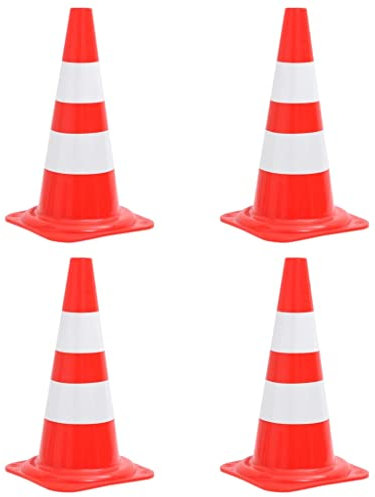 vidaXL Set Coni Segnaletici Stradali Riflettenti 4pz Rosso Bianco 50cm