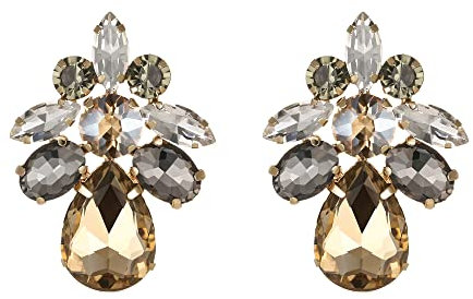 EVER FAITH Ohrstecker Blume Blatt Teardrop für Damen Mädchen Braun Strass Kristall einfach Ohrringe