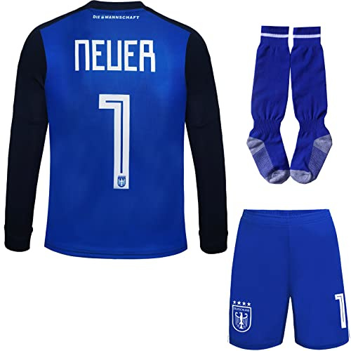 Mokiss Deutschland Neuer Kinder Torwart Trikot Fußball #1 Neu Saison Shorts Socken Torwarttrikot Langarm