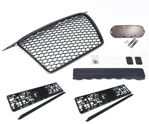 Kompatibel mit A3 8P Kühlergrill Wabengrill Front Tuning Grill Emblemhalter Kennzeichenhalter