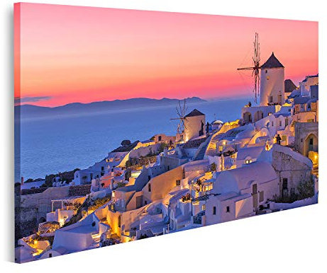 islandburner Leinwandbild Schöner Sonnenuntergang Santorini Griechenland Abend Bilder Drucke Kunst Poster Wandbild