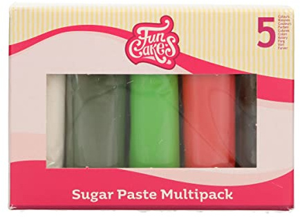 FunCakes Sugar Paste Fondant Multipack, Christmas, 5x100 g | Einfach zu bedienen, glatt, flexibel, weich und biegsam, perfekt zum Dekorieren von Kuchen, halal, koscher und glutenfrei
