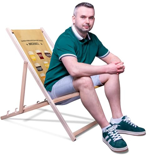 DreamRoots Vatertagsgeschenk Personalisiert - Liegestuhl klappbar Holz für Papa Geschenk - Liegestuhl Holz Geschenke Für Papa - Sonnenliege Klappbar Bester Papa Geschenke