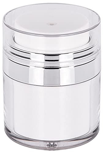 15/30/50/100ML Airless Pump Bottle Moisturiser Container, Refillable Cosmetic Face Cream Container Dispenser, Lotions and Creams Leak Proof Travel Vacuum Pump Jars for Women and Men White 100ML