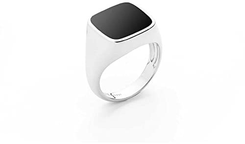 Cesare Paciotti Ring für Herren, quadratisch, aus Silber, Farbe Rhodium und Onyx, Schwarz, Ringgröße: 20, Artikelnummer: jpan2267b-20, Sterling Silber, Onyx, Halbedelstein