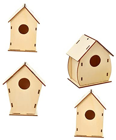 TOYANDONA 4stücke Kreatives Spielhaus aus Holz Weihnachts-hütte Handgefertigte Holzhütte DIY-holzhaus Junge Mädchen Spielzeug Holz