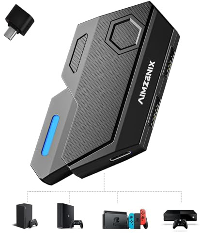 Keyboard Mouse Converter for Switch, Portable USB C/Wireless Keyboard and Mouse Adapter for FPS/TPS/RT Games, No Delay Gaming Controller Converter for Xbox Series X/S, One X/S, PS3/4/5, Switch -Black