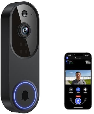 Guggre Doorbell Camera M52, Security Camera Outdoor/Indoor, 1080 HD with Night Vision, 4 Infrared Lights, 120° Wide View, Motion Detection Notification, Works with Smartphone, Wireless, Online Support