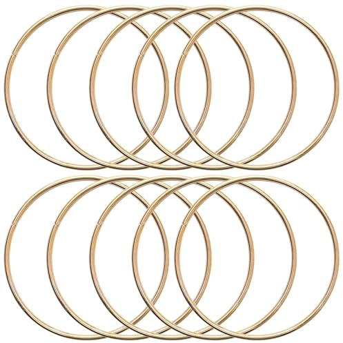 KALIONE Metallringe zum Basteln 10 Stück 20cm Gold Metallringe Metall Ringe Deko für Traumfänger Ring, Makramee Ring, Wickeltechnik, Floristik,Hochzeitskranz,Hoops