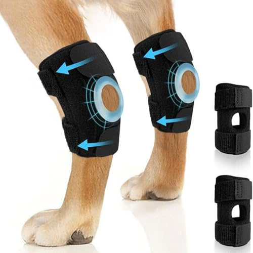 2er-Pack Hundegelenk-Schiene für Hinterbein & Sprunggelenk, verstellbar (M) | Stabilisiert Gelenke, lindert Schmerzen, für ACL/CCL-Verletzungen, atmungsaktiv, wiederverschließbar