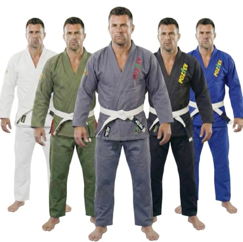 POZTEV Brazilian Jiu Jitsu Gi for Men & Women BJJ Gi Grappling Kimonos Preshrunk Lightweight Fabric Martial Arts Training Uniform With Free White Belt (Grey,A1)