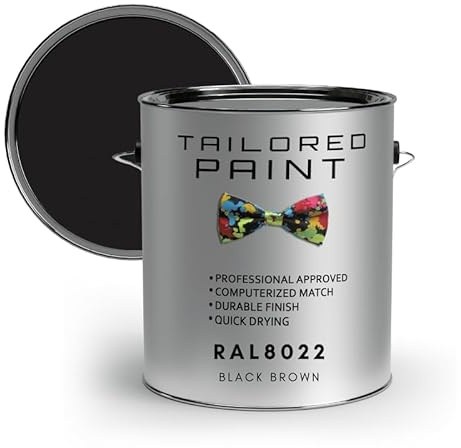 Tailored Paint uPVC Window & Door 1K Paint Brush or Spray On - Satin Finish - RAL8022, Black Brown - 2500ml (2.5L) Tin