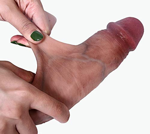 YQJQSHFP Màsajẹạdôr Sẹxūạlẹs Dịldôr Péņę Pê?Ês Reàlistà, Cọnsôlạdọrẹs Dureza de Doble Capa Mừjęr con Ventosa Jūĝūëtëș ŜëxūåḷÊs para la M?Sturb?C?Ón Femenina, Silicônà Líquida ?????7.3 Pulgadas