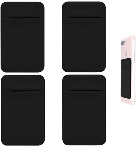 HREDZEO Tarjetero para Móvil,4 Pcs Tarjetas de Teléfono Celular Tarjetero Acoplado al Teléfono Móvil Tarjetero Movil Adhesivo para Tarjetas de Identificación