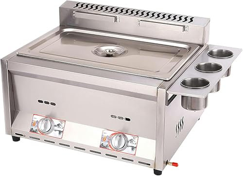 AFLEPCBRQ Friggitrice Professionale a Gas a Doppia Vasca da 16 Litri, Friggitrice da Cucina Professionale da Banco a Gas Ad Alta capacità in Acciaio Inossidabile