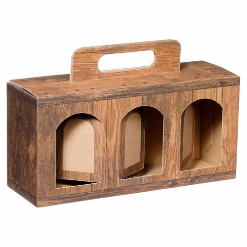 Feinkost-Tragekarton Gourmet Vintage Wellpappe für 3 Gläser 25 x 8 x 12 cm, 25 Stück
