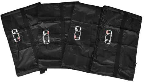 Blueshyhall 4 Stück Auto Abdeckung Reifen, Reifentaschen 13-23 Zoll mit Tragegriff und Aufbewahrungstasche, Ersatzreifen Abdeckung Spare Tire Storage Cover Wasserdicht (Schwarz, 13-18)