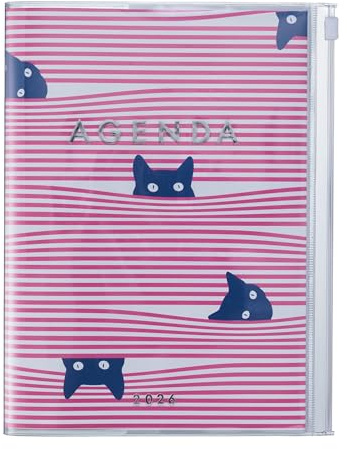 MARK'S 2025/26 Taschenkalender, A5 Cats, Pink: Von September 2025 bis Dezember 2026