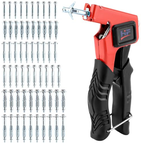 YAYODS Juego de 60 tacos de metal para cavidades huecas en 6 tamaños, juego de tornillos con pinza de montaje, juego de tacos para cavidades de cavidad, funciona perfectamente con tornillos M4/M5/M6