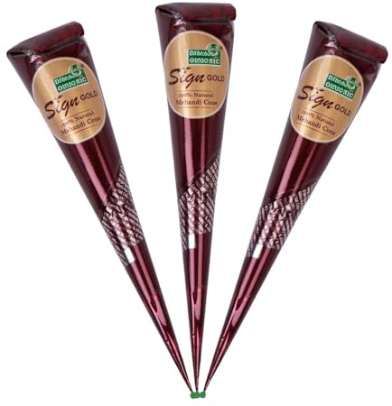100% Natural Henna Hair Color Paste – Ready to Use Hair Dye Cones for Grey Coverage, No Ammonia or PPD, Dark Brown/Reddish Brown Tone, Pack of 3 (30g Each) – Sign Gold henna para el pelo