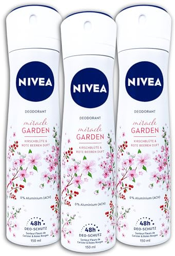 3er Pack NIVEA Deospray miracle Garden Kirschblüte Deodorant 3 x 150 ml