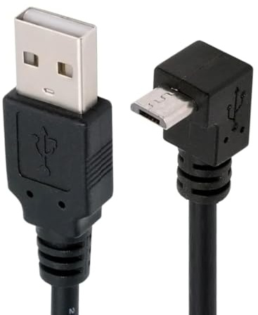 CY Câble d'extension de charge Câble coudé à 90 degrés Micro USB 5 broches vers USB 2.0 Type-A Câble de charge de données pour téléphone tablette appareil photo (150 cm)