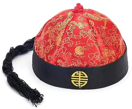 Lodoot Sombrero tradicional de emperador chino para tela de seda, sombrero de príncipe chino Tangzhuang Cosutme, accesorios de propietario, sombrero de piel de melón
