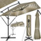 tillvex® Aluminium parasol rectangular diameter 330 cm with LED solar + cover with crank | cantilever parasol with stand and wind protection | garden umbrella UV protection, waterproof, 360° rotatable