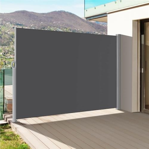 arvioo Seitenmarkise Ausziehbar, Schaffen Sichtschutz auf Garten, Ausziehbar bis 3 m, Blickdicht & Sonnenschutz & Automatische Aufrollfunktion, Seitenmarkise aus Stahlgestell (Anthrazit, H 173 cm)