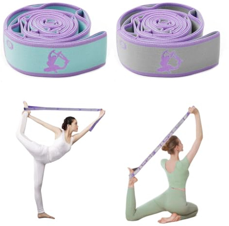 Trsnzul Banda Elástica de Yoga 2 Piezas Banda de Estiramiento de Yoga Bandas Elasticas Fitness Bandas de Ejercicio Correa de Estiramiento Cinturón de Estiramiento para Ejercicios