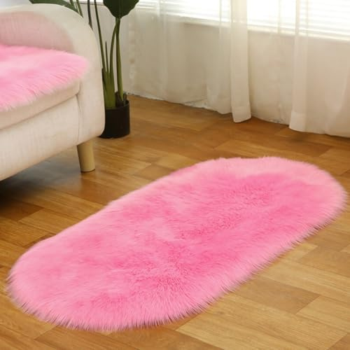 Alfombra de pelo sintético suave para sala de estar o dormitorio, alfombra larga de pelo sintético suave y esponjosa adecuada para alfombra de lana sintética (beige, 40 x 60 cm)
