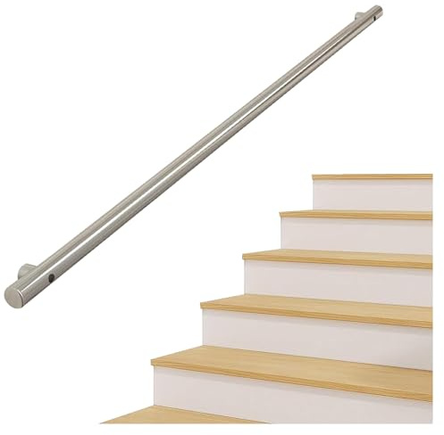 SXEVZOO Edelstahl-Treppenhandlauf, 30/90/130/150/230/430cm Metall-Geländer, Mit Komplettset, Innen und Außen Anti-Rost Wand-Handlauf(250cm)