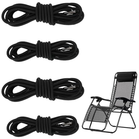 Kit de 4 Cuerdas Elásticas de Repuesto Universales para Sillas Reclinables, Tumbonas, Sillas Plegables y Sillones de Gravedad Cero - Fácil Instalación, Material Duradero , 2 Largas y 2 Co (4 pièces)