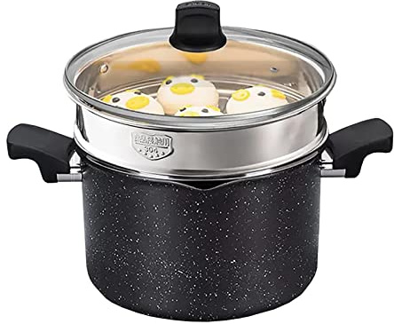Olla de vapor/olla antiadherente/cacerola Maifan, asas de tacto frío, para cocinas de inducción y gas (sartén de leche de 20/22 cm) (20 cm)