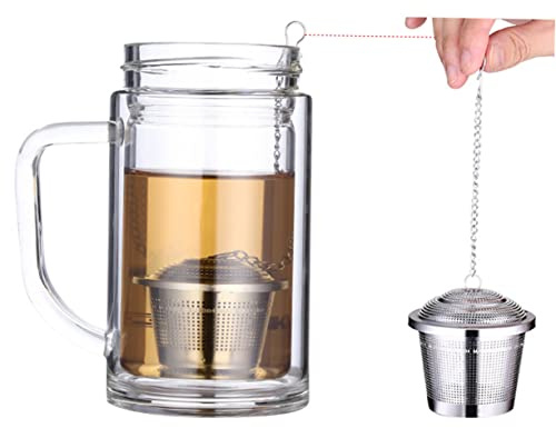 EPIGEIST Large 304 Stainless Steel Tea Infuser Strainer Drip Tray Loose Leaf Filter Stainless Tea Strainer for Brewing Herbal and Cooking