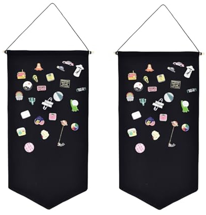 2Pcs 50cm Pin Badge Display, Black Enamel Pin Display Fabric, Pin Badge Holder for Collecting and Showcasing Pins, Enamel, Ideal for Home Decoration and DIY Projects