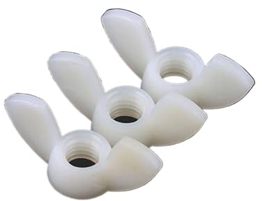 Flügelschrauben, Flügelmuttern, Befestigungselemente, M3 M4 M5 M6 M8 M10 M12 Nylonmutter, Kunststoff-Schraubkappe(White,M6 5pcs)