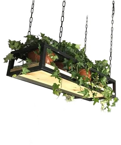 LCUVIMPEX Ceiling Hanging Storage Shelf, Ceiling Hanging Plant Display Shelf With Chain And Wooden Base In Multiple Sizes(140x25x15cm)